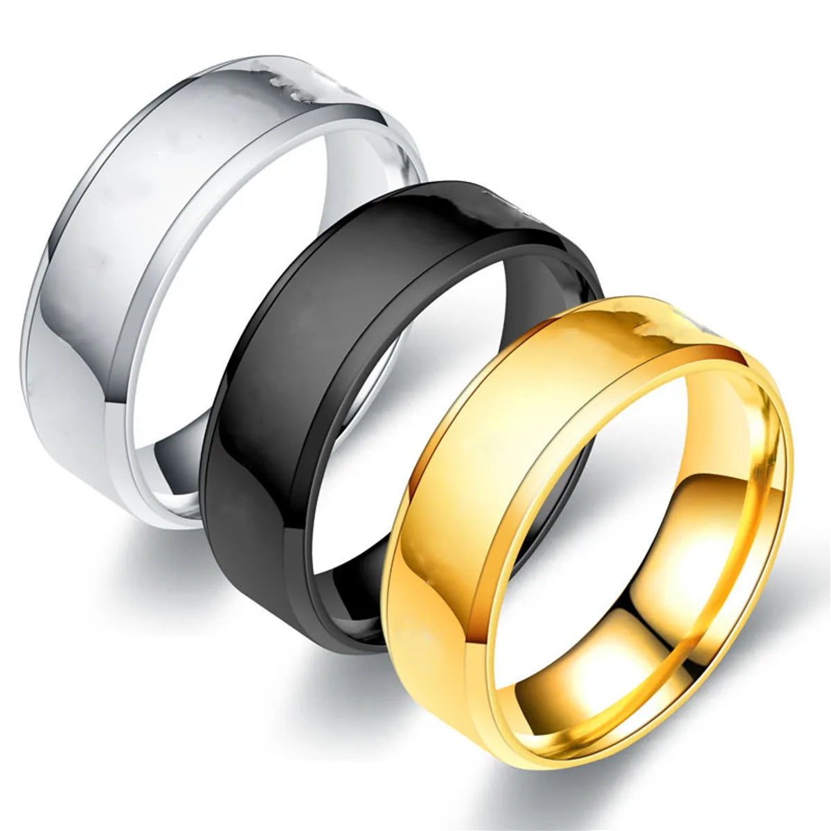 Women’s fashion gold rings-Wholesale Hip-hop Round Stainless Steel Rings