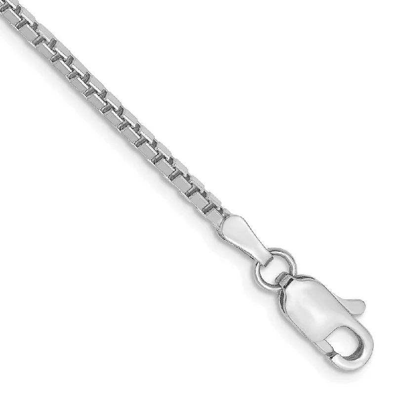 Women’s cuff bracelets-14k White Gold 1.9mm Box Chain Bracelet, 7"