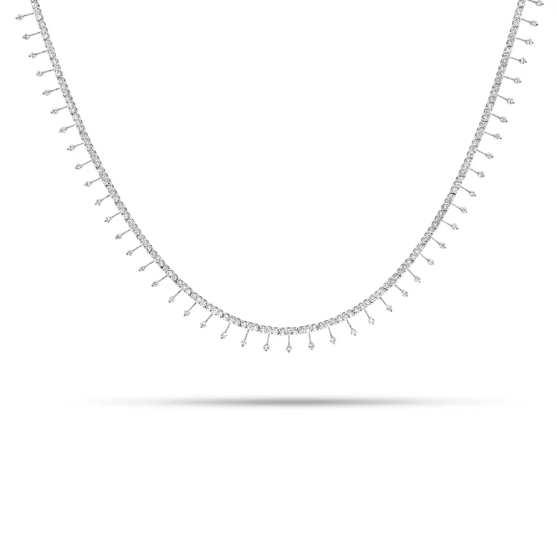 Women’s heart necklaces-Diamond Drip Tennis Necklace