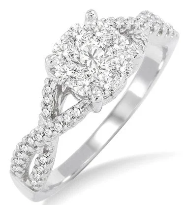 Women’s art deco engagement rings-ASHI - DIAMOND CLUSTER ENGAGEMENT RING