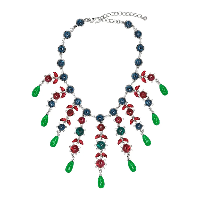 Women’s heart-shaped necklaces-Sapphire, Ruby & Emerald Drop Necklace