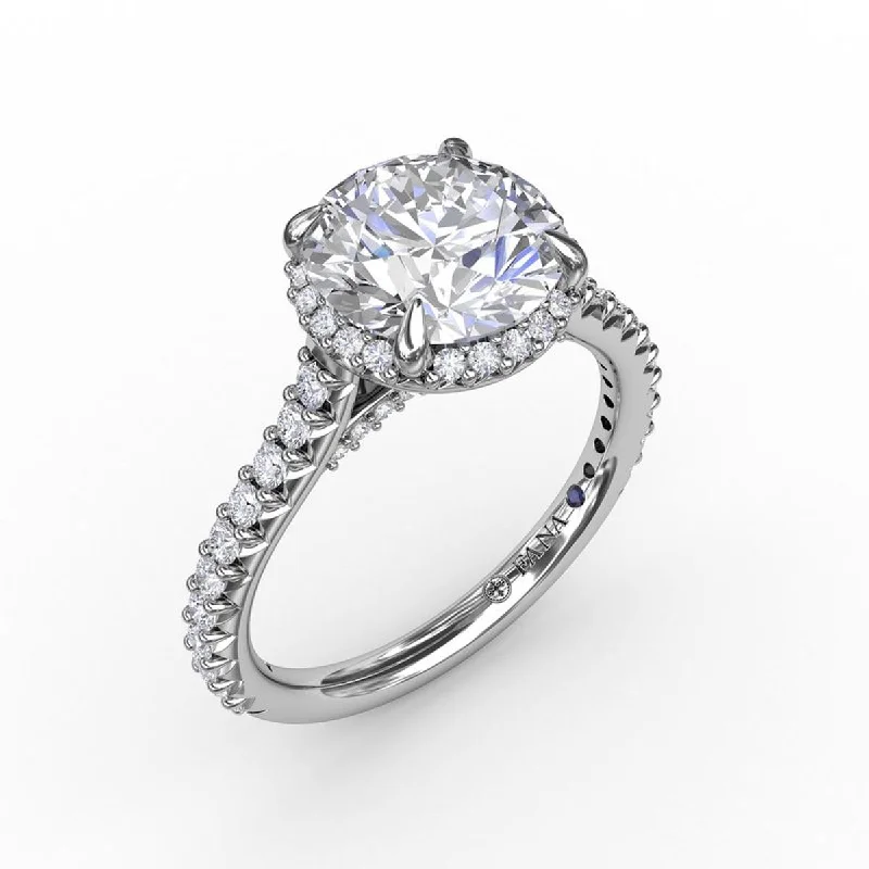 Women’s antique engagement rings-Fana Contemporary Geometric Diamond Halo Engagement Ring Setting in 14kt White Gold (1/2ct tw)