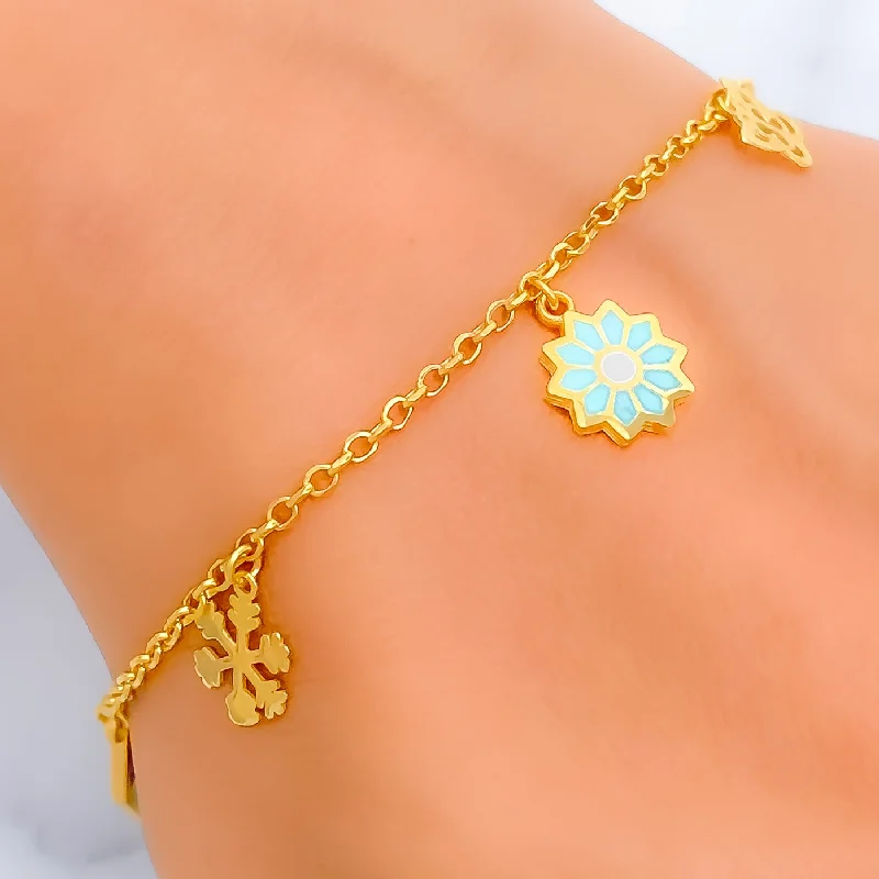 Women’s large bangle bracelets-Colorful Charm 21k Star Bracelet