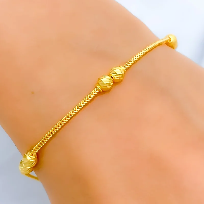 Women’s friendship bangles-Sleek Dainty Orb 22k Gold Bracelet