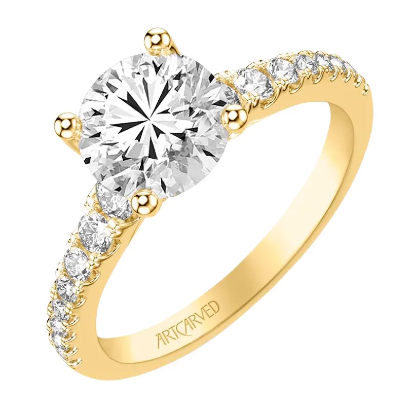 Women’s moissanite engagement rings-Artcarved Diamond Engagement Ring Setting in 14kt Yellow Gold (3/8ct tw)