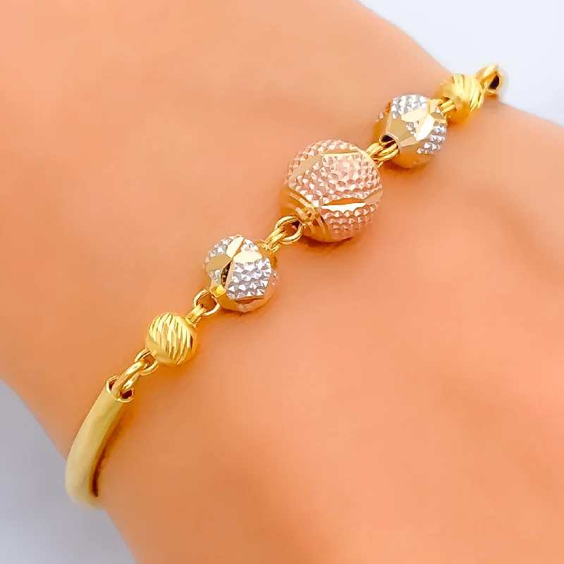 Women’s handcrafted bracelets-Lavish Twinkling 22k Gold Orb Flexi Bangle Bracelet