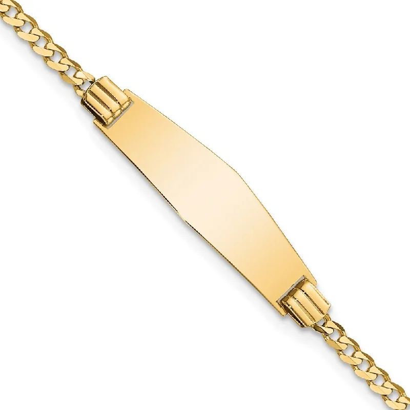 Women’s elegant tennis bracelets-14k Yellow Gold 7.8mm Soft Diamond Shape Curb Link ID Bracelet, 7"