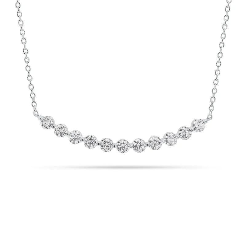 Women’s double chain necklaces-1.06 ct Diamond Bar Necklace