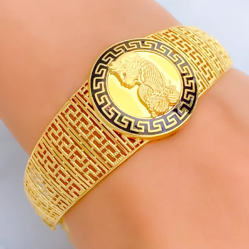 Women’s colorful cuff bracelets-Grandiose Embellished 21K Gold Flexi Bangle Bracelet