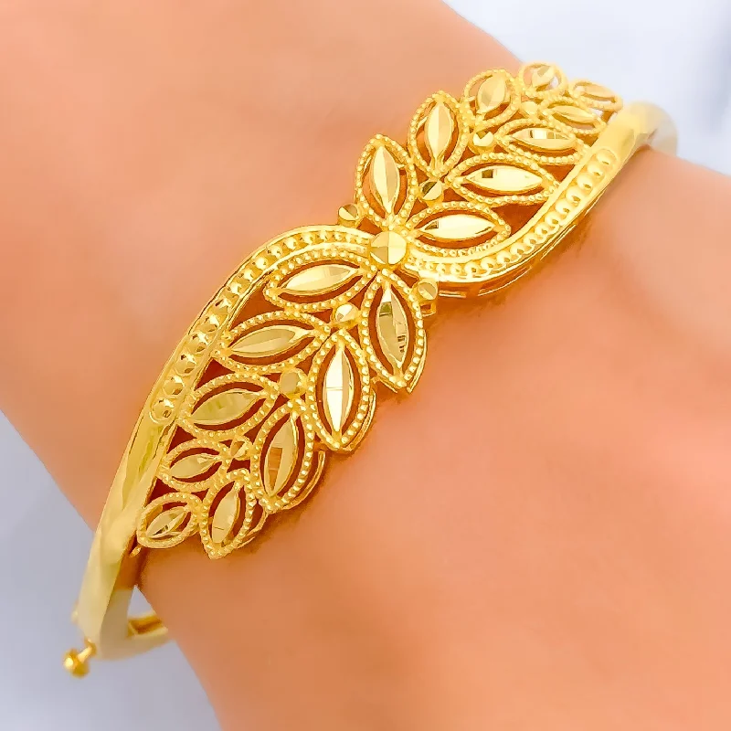 Women’s gold bangles-Mesmerizing Embellished 22k Gold Rich Bangle Bracelet