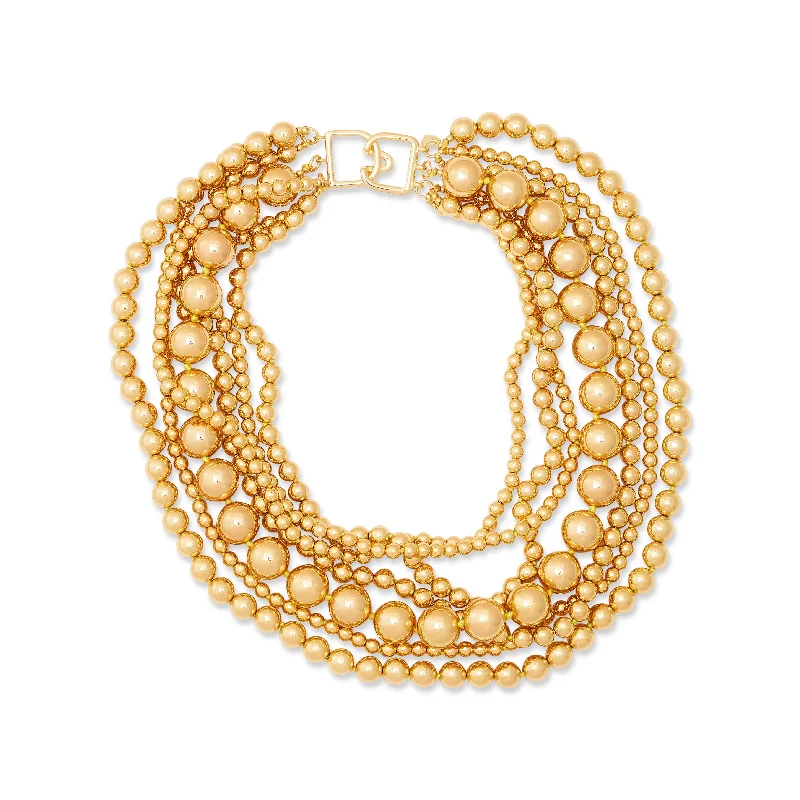 Women’s delicate necklaces-7 Row Gold Bead Necklace