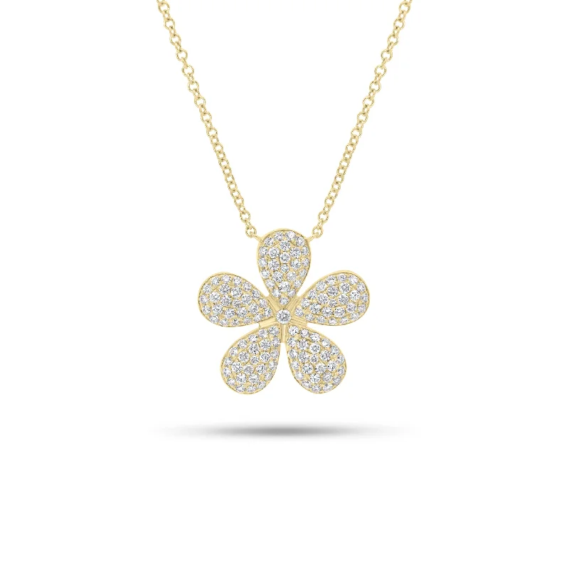 Women’s fashion necklaces-Pave Diamond Medium Daisy Pendant Necklace