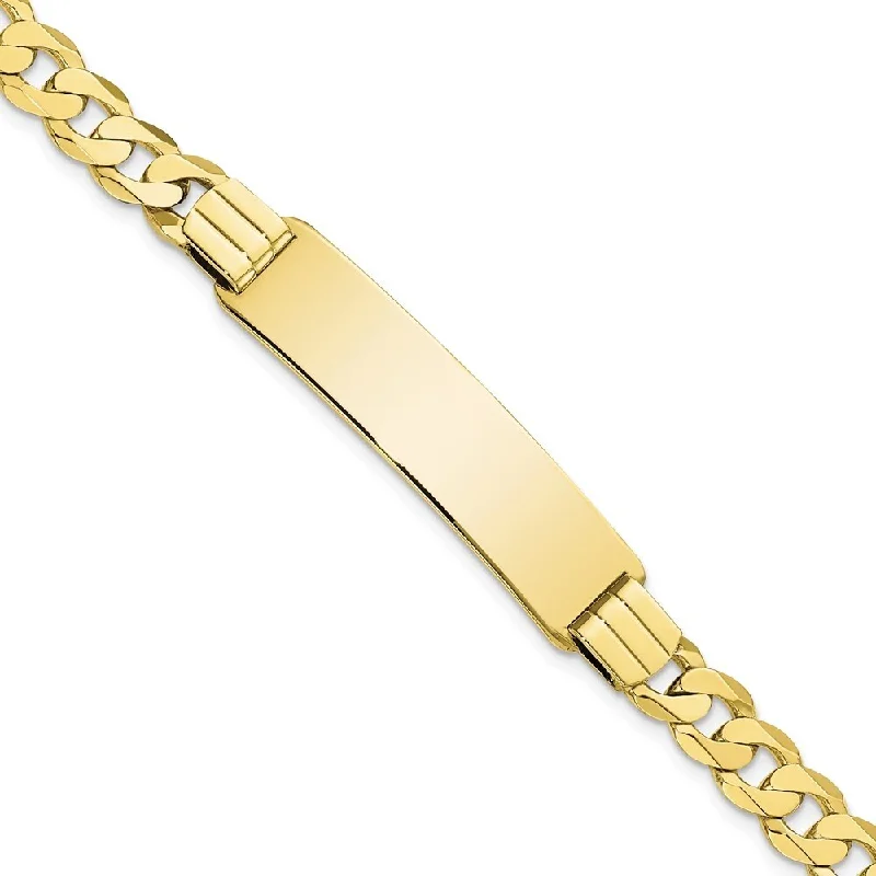 Women’s personalized bracelets with names-10k Yellow Gold Flat Curb Link ID Bracelet, 7" (W-10.18mm)