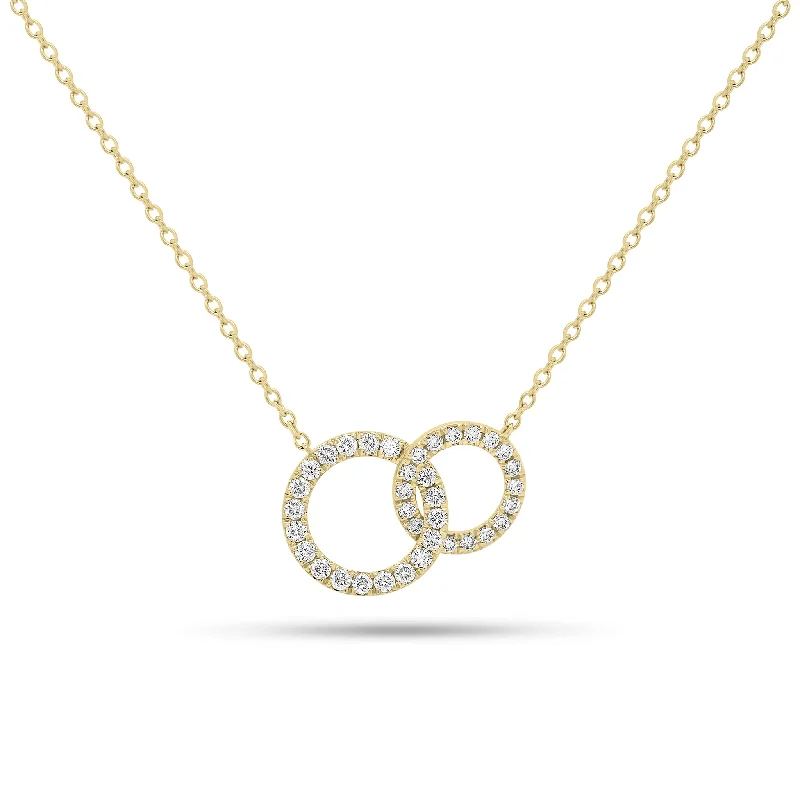 Women’s pendant charm necklaces-Diamond Interlocking Circles Necklace