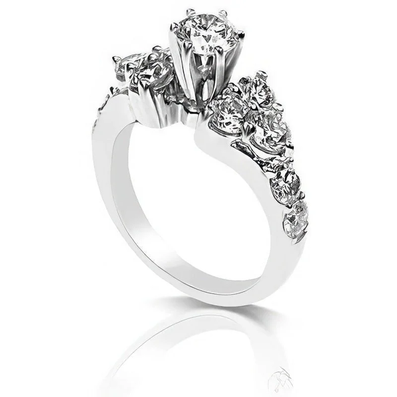 Women’s wide-band engagement rings-1.75-2.90 CT Round Cut Diamonds - Engagement Ring