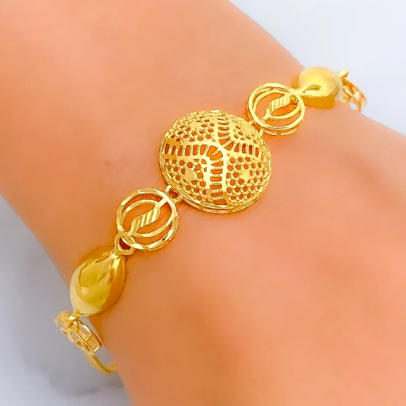 Women’s statement bracelets-Impeccable Netted 21k Gold Striped Bracelet