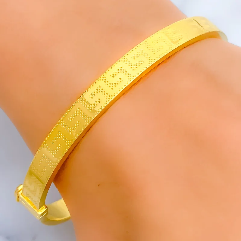 Women’s adjustable tennis bracelets-Regal Charming 21k Gold Bangle Bracelet