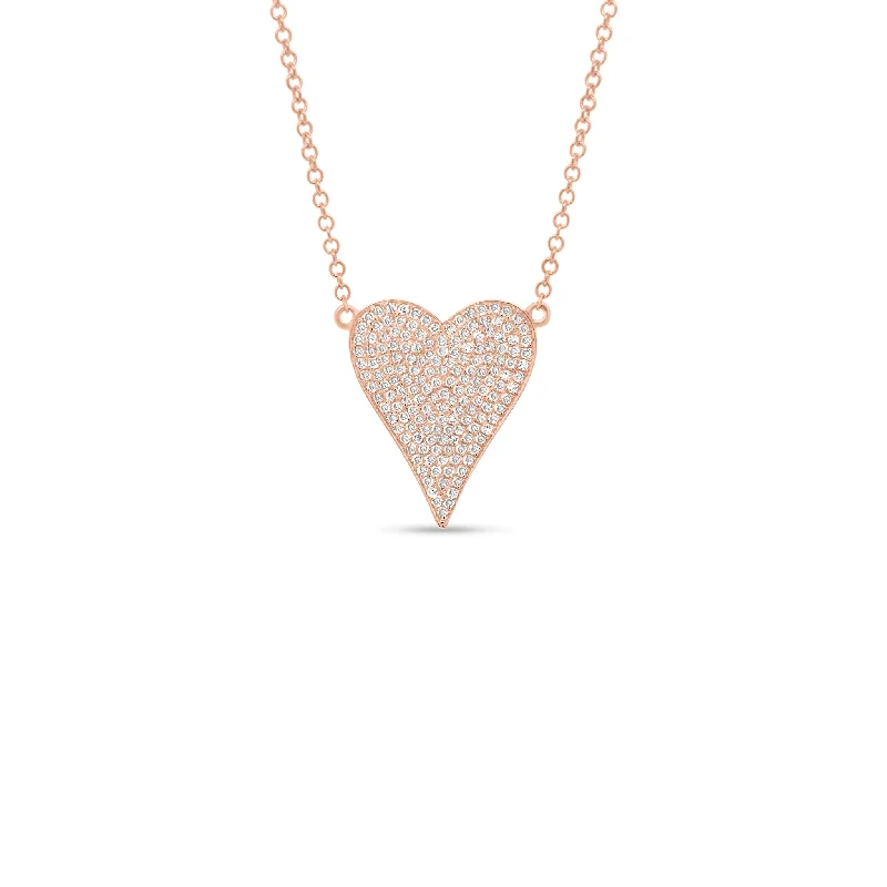 Women’s statement necklaces-Diamond Small Elongated Heart Pendant