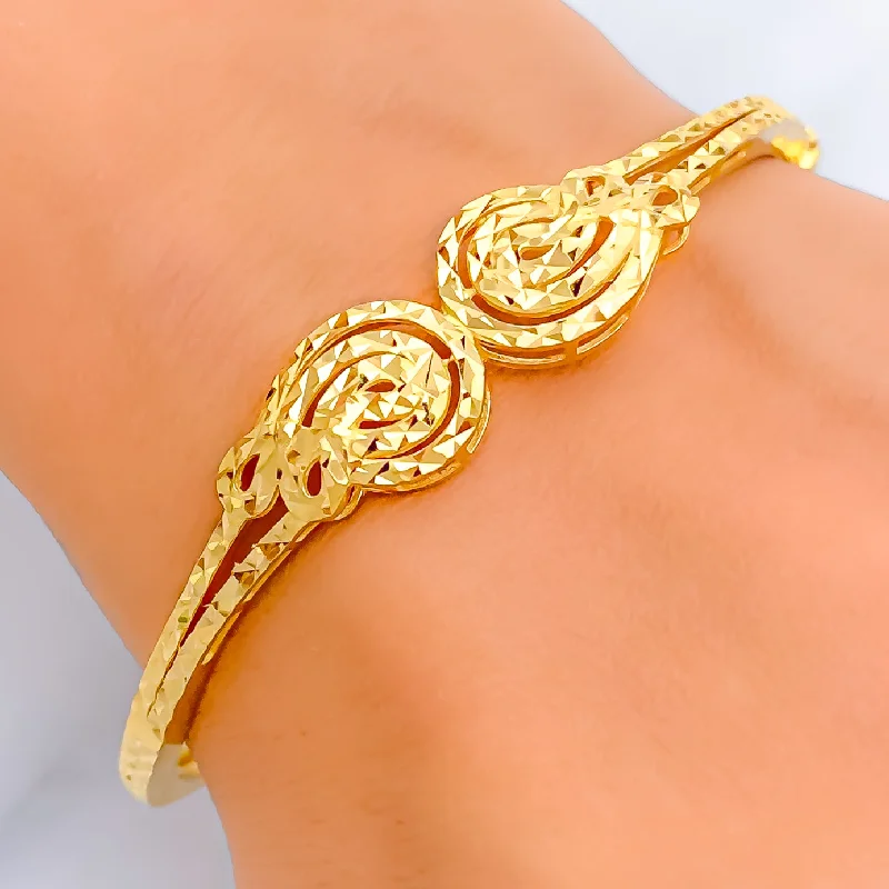 Women’s gold bracelets-Bold Poised 22k Gold Radiant Bangle Bracelet