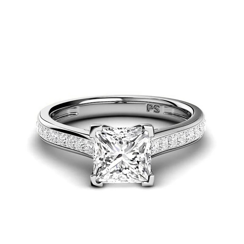 Women’s custom-designed engagement rings-1.00-3.50 CT Princess Cut Lab Grown Diamonds - Engagement Ring