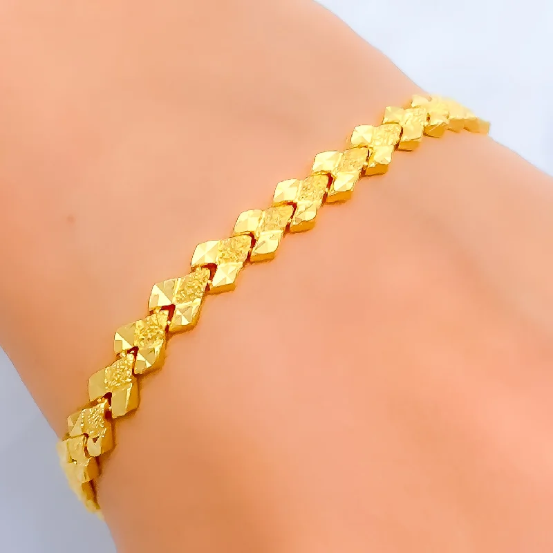 Women’s bohemian bracelets-Textured Glamorous 22k Gold Bracelet