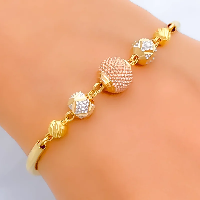 Women’s classic bangles-Luminous Signature 22k Gold Orb Flexi Bangle Bracelet