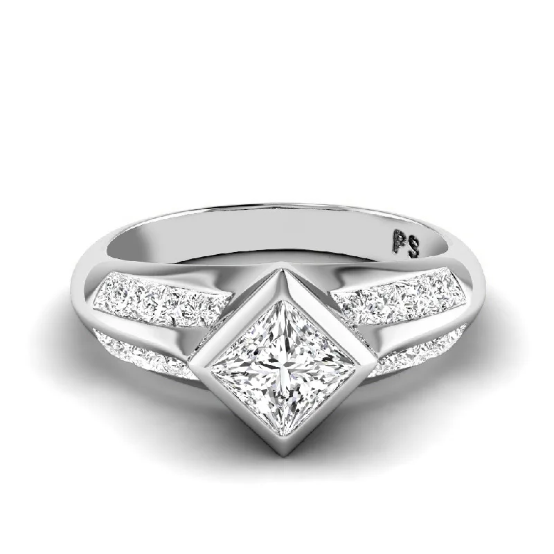 Women’s simple diamond engagement rings-1.50-4.00 CT Princess Cut Lab Grown Diamonds - Engagement Ring