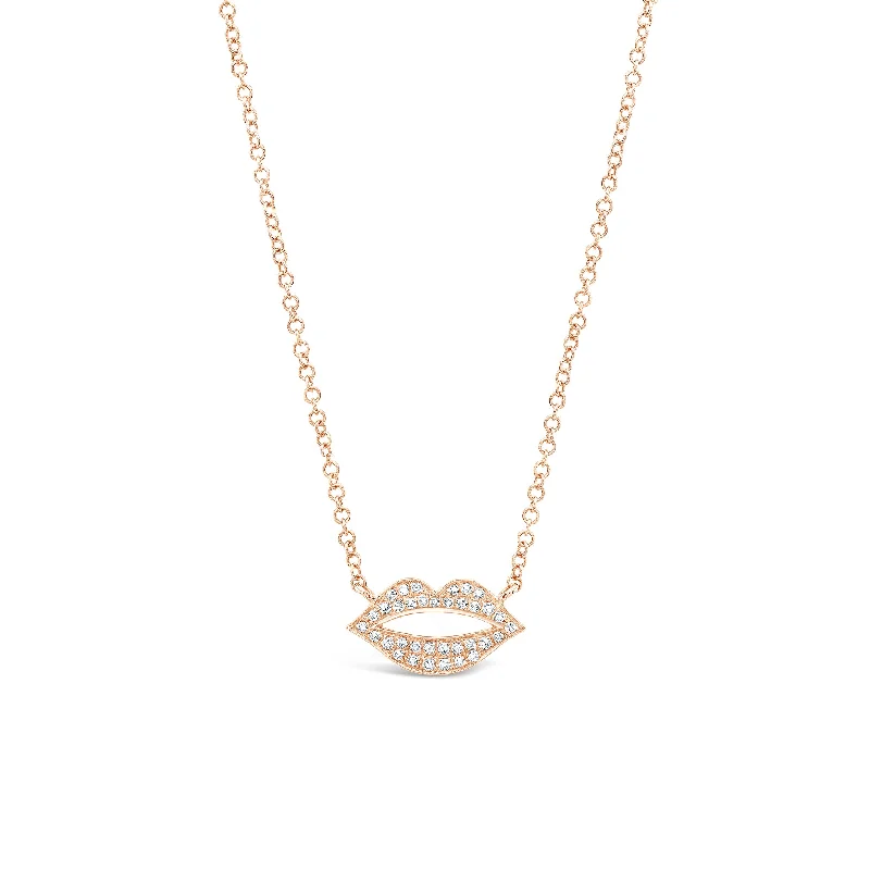 Women’s circle necklaces-Diamond Lips Necklace