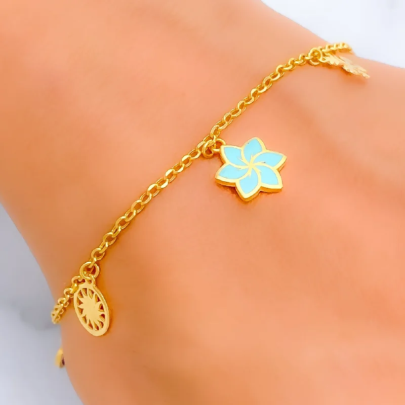 Women’s delicate gold bracelets-Fancy Butterfly 21k Charm Bracelet