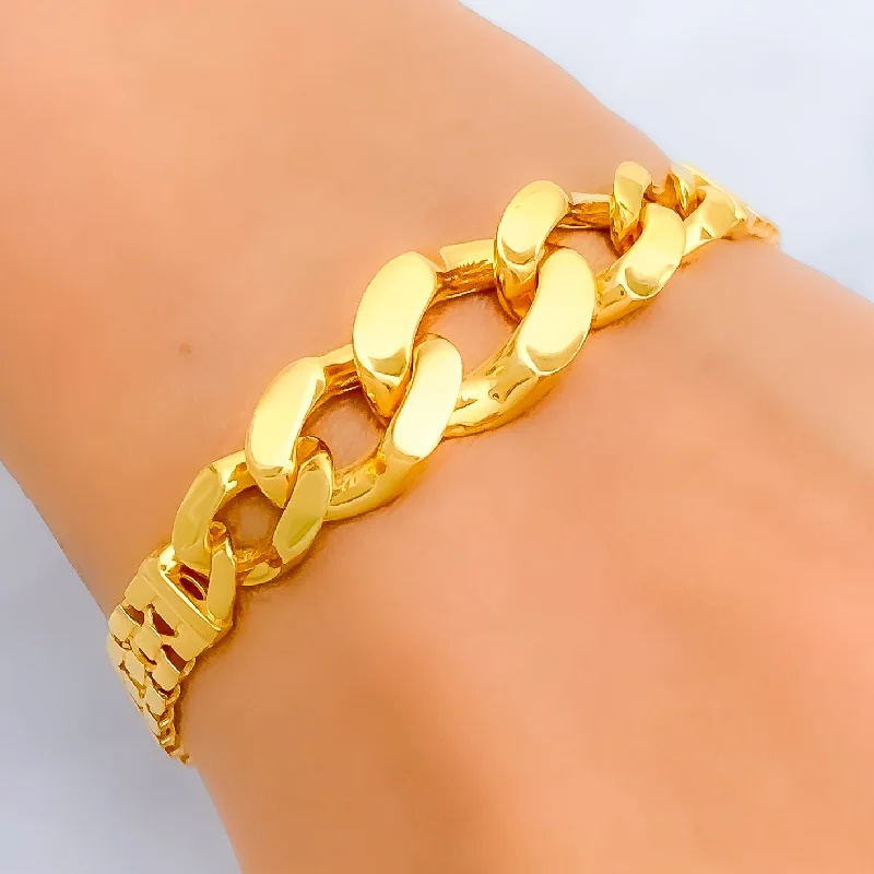 Women’s colorful cuff bracelets-Polished Brilliant 22k Gold Bracelet