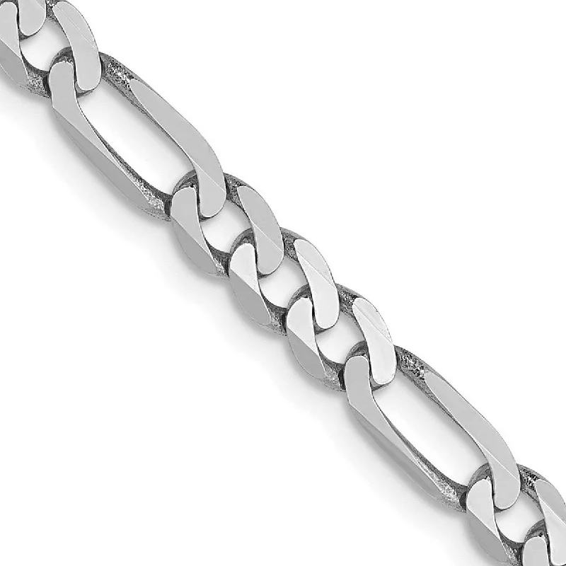 Women’s layered bracelets-Curata 14k White Gold 4.0mm Flat Figaro Chain Bracelet