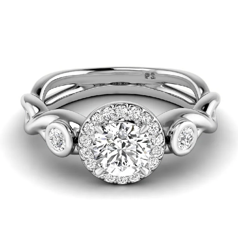 Women’s romantic halo engagement rings-0.77-3.27 CT Round Cut Lab Grown Diamonds - Engagement Ring