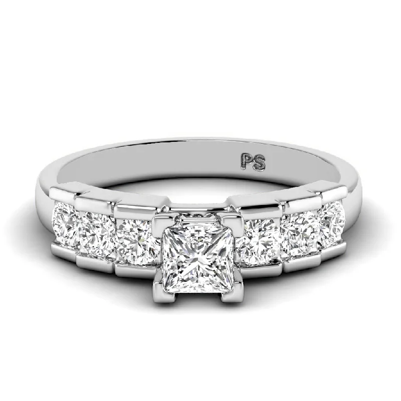 Women’s diamond eternity engagement rings-0.95-2.10 CT Round & Princess Cut Diamonds - Engagement Ring