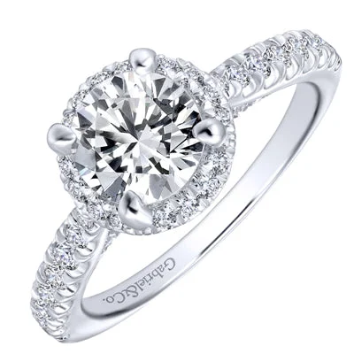 Women’s minimalist engagement rings-Gabriel Anise Halo Diamond Engagement Ring Setting in 14kt White Gold (5/8ct tw)