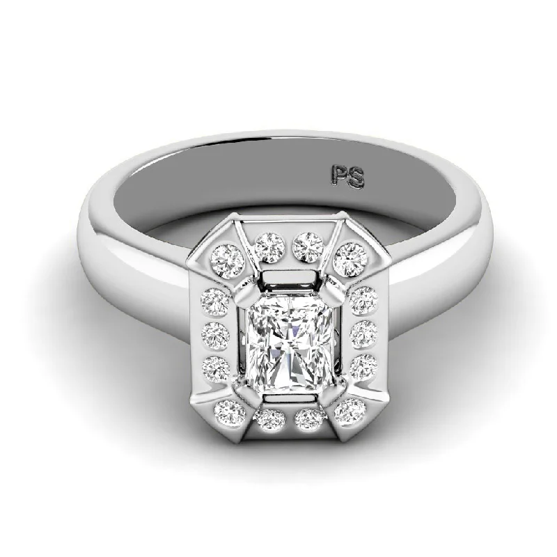 Women’s wide-band engagement rings-0.66-3.16 CT Round & Radiant Cut Lab Grown Diamonds - Engagement Ring