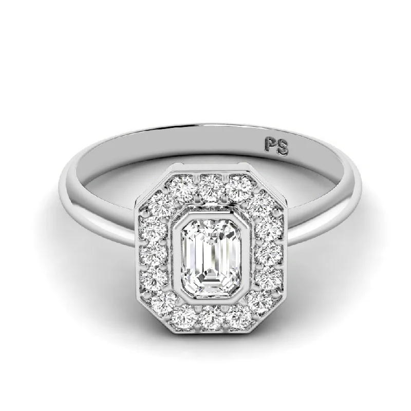 Women’s diamond and sapphire engagement rings-0.70-1.85 CT Round & Emerald Cut Diamonds - Engagement Ring