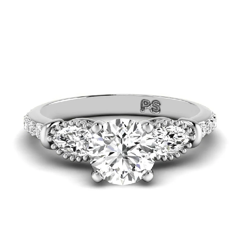 Women’s rose gold engagement rings-0.80-1.95 CT Round & Marquise Cut Diamonds - Engagement Ring