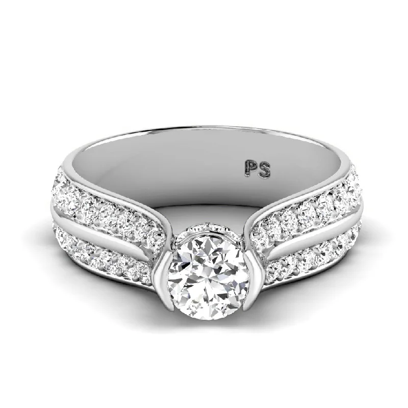 Women’s diamond engagement rings with accents-1.15-3.65 CT Round Cut Lab Grown Diamonds - Engagement Ring