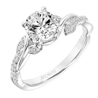 Women’s platinum solitaire engagement rings-Artcarved Petaluma Diamond Engagement Ring Setting in 14kt White Gold (1/7ct tw)