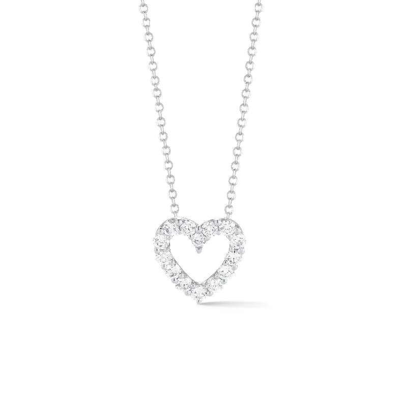 Women’s initial necklaces-Diamond Open Heart Pendant Necklace