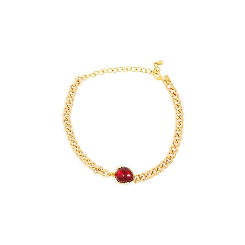 Women’s double chain necklaces-Ruby Nugget Chain Choker Necklace