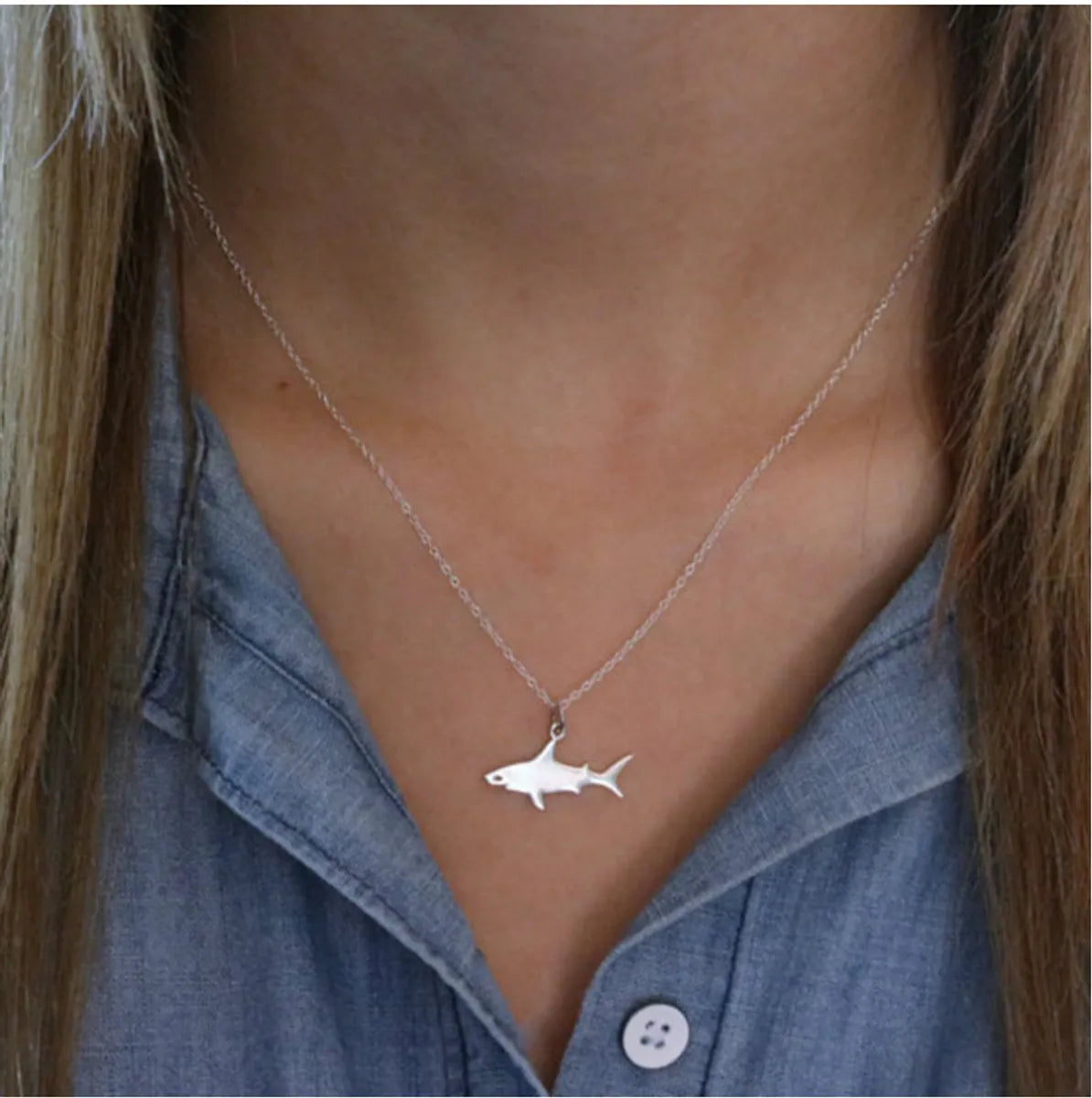 Women’s moonstone necklaces-1 Piece Fashion Shark Alloy Plating Women's Pendant Necklace