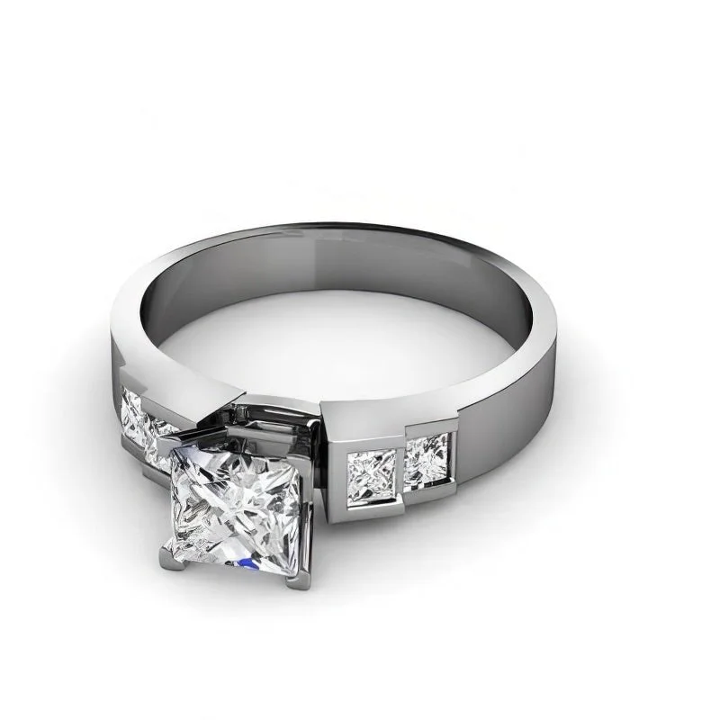 Women’s romantic engagement rings-1.15-2.30 CT Princess Cut Diamonds - Engagement Ring