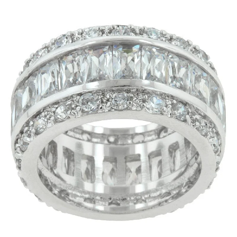 Women’s classic diamond rings-Triple Row White Zircon Eternity Ring