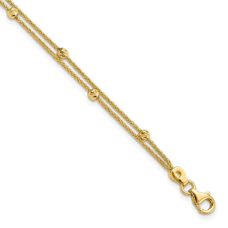 Women’s charm bracelets-Curata 14k Gold Polished 2 Strand Bracelet 7.5 Inch