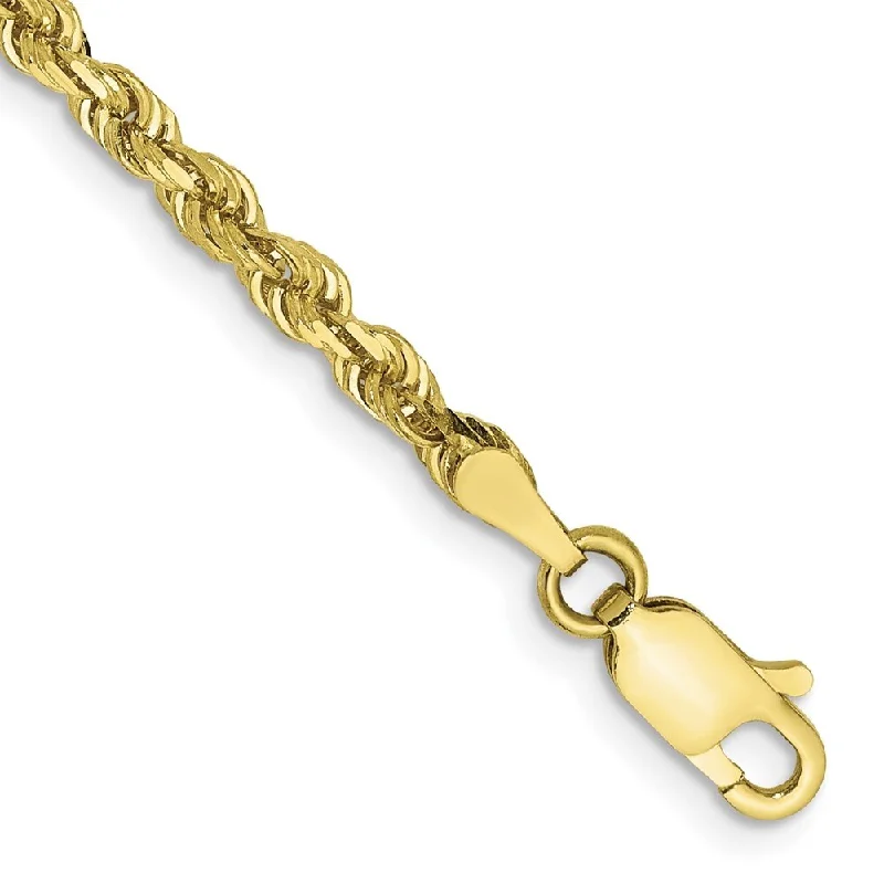 Women’s glamorous bracelets-10k Yellow Gold 3mm Diamond-Cut Quadruple Rope Chain Bracelet, 7"