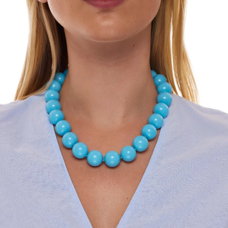 Women’s fashion statement necklaces-Turquoise Bead Necklace