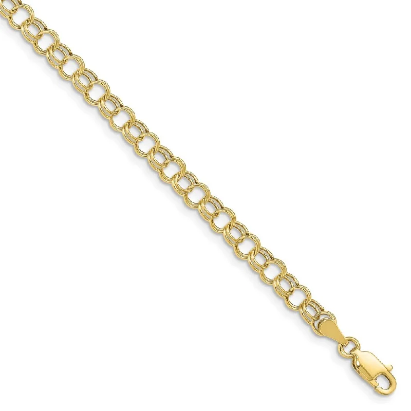 Women’s adjustable bracelets-10k Yellow Gold Hollow Double Link Charm Bracelet, 7" (W-5mm)