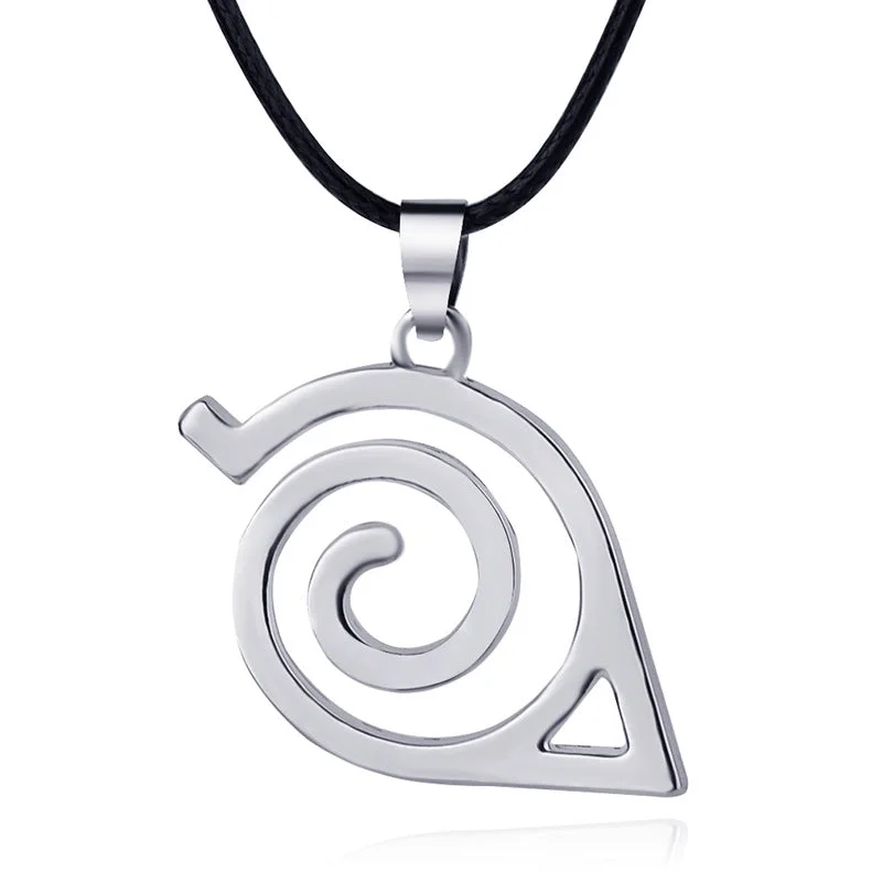 Women’s solid gold necklaces-New Fashion Animation Film And Television Around Naruto Logo Alloy Necklace Pendant Wholesale