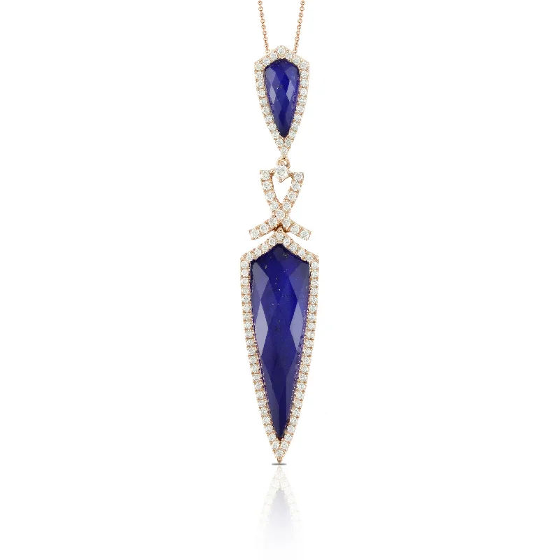 Women’s statement pearl necklaces-Lapis Doves Diamond Pendant Necklace